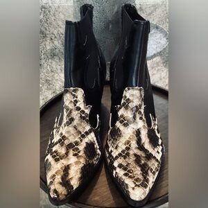 Coconuts by Matisse Black and Snake Print Ankle Boots